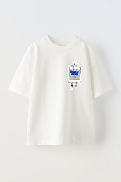 THEWERT Absolut Vodka Design - Tricou alb oversize din bumbac unisex