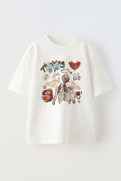THEWERT Bela Oversize kroj Pamuk T-shirt - Unisex, dizajn Štampano