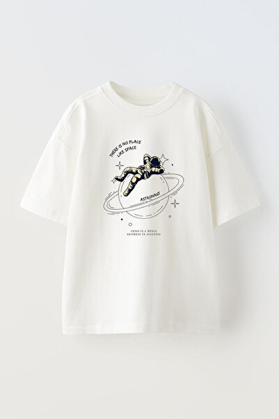 THEWERT Унисекс Pamuk бела T-shirt Oversize kroj са Štampano астронаута и диз...
