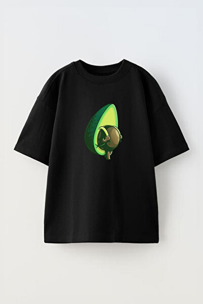 THEWERT Avokado i jezgra Sa deznom crna Pamuk Oversize kroj unisex T-shirt