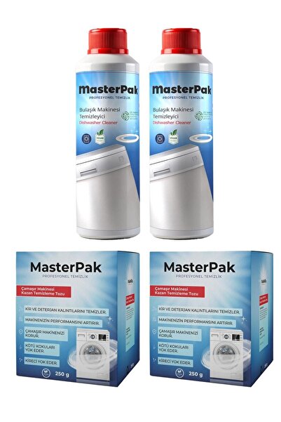 MASTERPAK 2+2 4lü Set 2 Çamaşır Makinesi Kazan Temizleme Toz - 2 Bulaşık Maki...