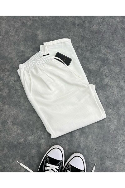 Oliggopol Чоловічі білі хлопчачі бавовняні штани вільного крою з подвійними манжетами Jogger