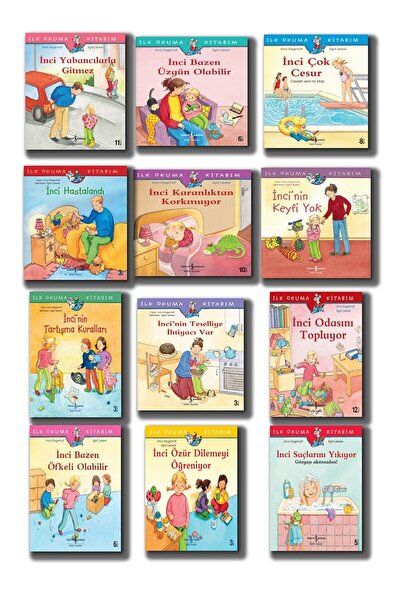 TÜRKİYE İŞ BANKASI KÜLTÜR YAYINLARI Okul Öncesi Renkli Resimli Ilk Okuma Kitapları+ Inci Seti 12 Kitaplık set
