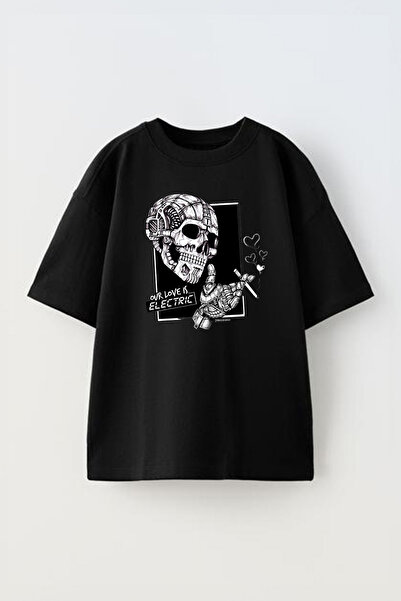 THEWERT Unisex 'Naši ljubavnici' Elektricity Design Štampano Crna Pamuk Overs...