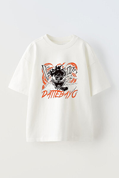 THEWERT تي شيرت قطني كبير الحجم مطبوع بتصميم ناروتو أبيض للجنسين