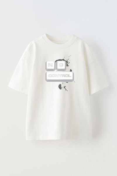 THEWERT Λευκό Oversize Unisex T-shirt - No Control Printed Cotton