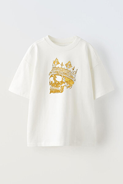 THEWERT King Midas Design Štampano Unisex bela Oversize kroj Pamuk T-shirt
