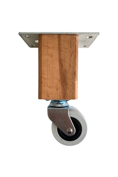 DSYapıAksesuar Kale Ahşap 12cm Tekerli Ayak Mobilya Masa ve Dolap Tekerli Aya...