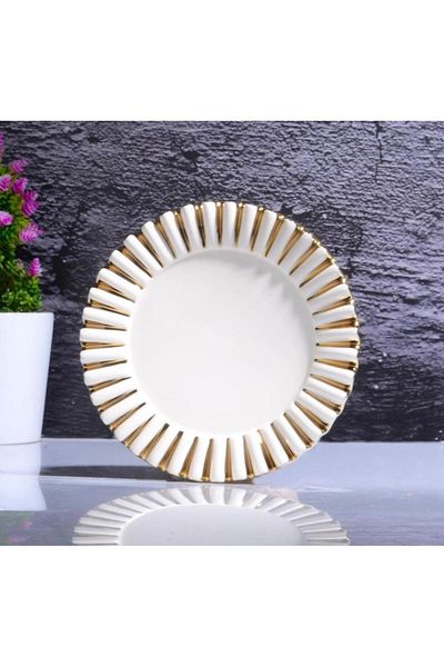 Kosova MUBA CONCEPT GOLD CREAM - DECORATIVE ROUND PRESENTATION PLATE