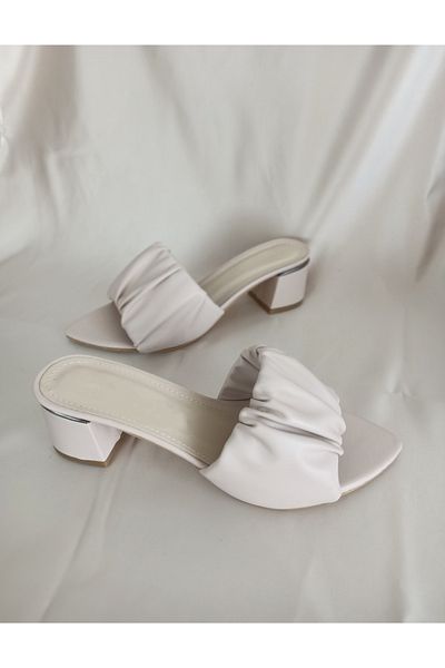 Gül Karatekin Women's Daily Slippers - Low Heel and Drawstring Detail