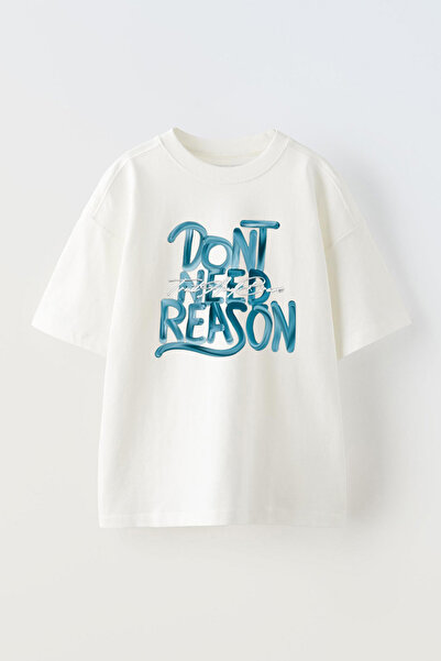 THEWERT Bela Oversize kroj Pamuk T-shirt - Don Need Reason Design Štampano, u...