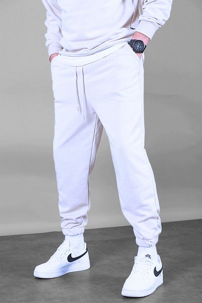 BayBayan Ανδρικό λευκό τρίκλωνο Jogger Sweatpants