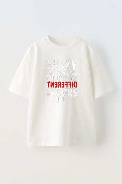 THEWERT Unisex Λευκό μπλουζάκι Oversize - 'I'm Not Crazy' Different Design Printed, βαμβακερό