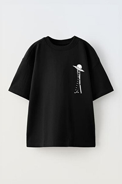 THEWERT Tricou oversize din bumbac unisex cu imprimeu pălărie și săbii anime ...