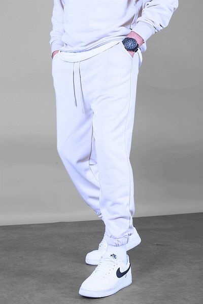 BayBayan Ανδρικό λευκό τρίκλωνο Jogger Sweatpants