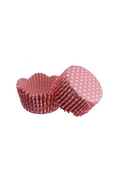 TT Tahtakale Toptancıları Pink Polka Dot Cupcake Mold - Pet Capsule Wavy, 65X38 MM, 100 Pieces