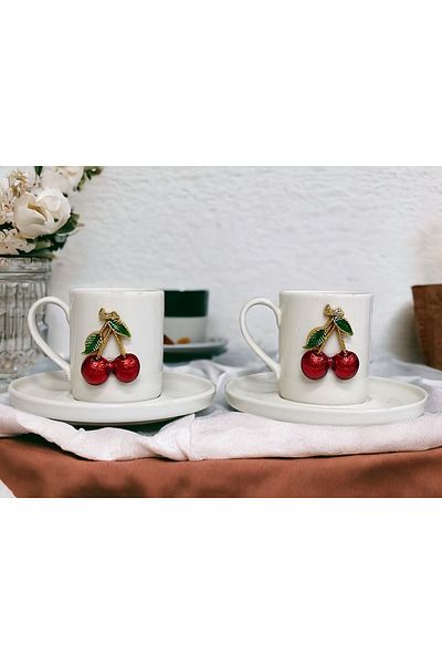 hazztasarım 2-person porcelain cherry cup set