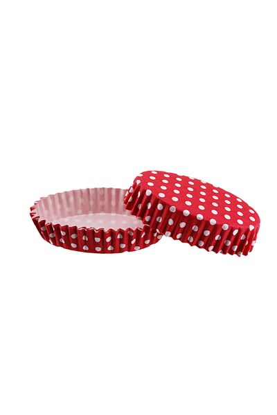 TT Tahtakale Toptancıları 100 Pieces F11 Polka Dot Red Oval Model Cupcake Mold - Pet Capsule