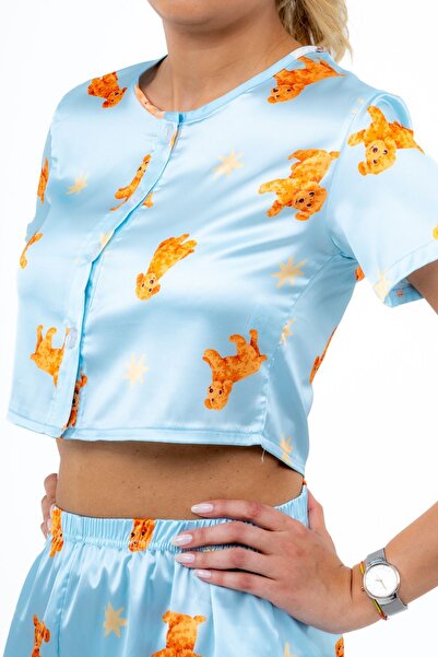 bella bonita طقم بيدما مع شورت من الساتان