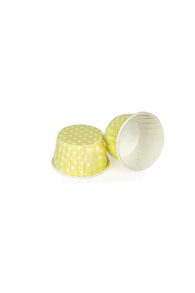 TT Tahtakale Toptancıları 50 Pieces Yellow Polka Dot Large Size Cupcake Mold - 62*40 Mm