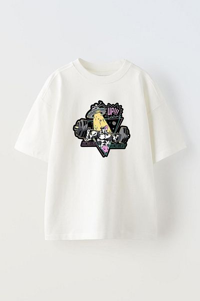 THEWERT Beef Me Up Printed Unisex Λευκό Oversize βαμβακερό μπλουζάκι