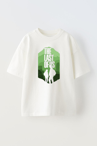 THEWERT Tricou oversize din bumbac alb unisex The Last Of Us - imprimat cu de...
