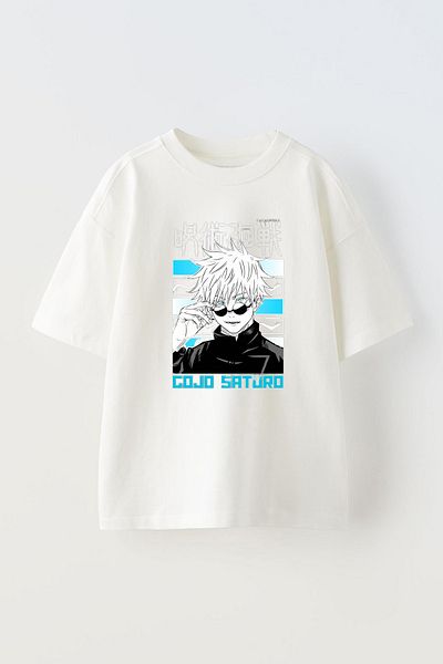 THEWERT Σχέδιο Gojo Satoru - Unisex Λευκό Oversize βαμβακερό μπλουζάκι