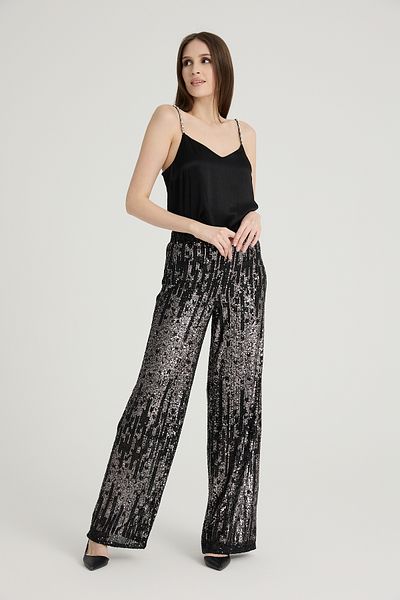Dejabrew Jeans Plus Size Black Sequined Trousers - A014
