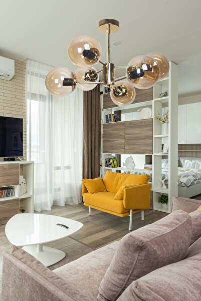 Fer Avize Oscar Modern Lüks Tasarım Altın Renk Kasa Bal Camlı Salon - Mutfak ...