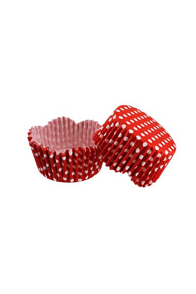 TT Tahtakale Toptancıları Red Polka Dot Cupcake Mold - Pet Capsule Wavy, 65X38 MM, 100 Pieces