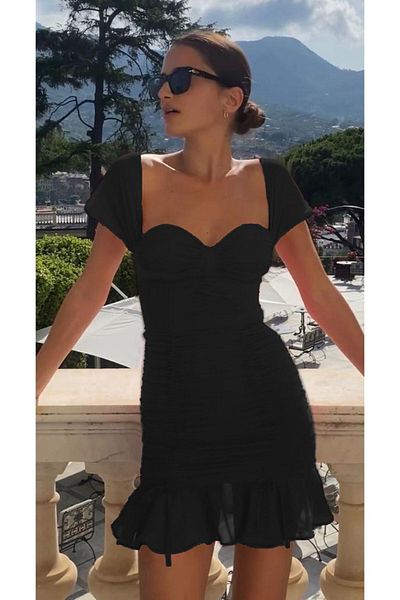 FASHION COCKTAIL Rochie de invitație pentru cocktail de noapte, cu tiv, tul, drapată