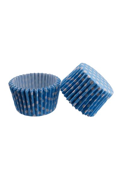 TT Tahtakale Toptancıları Blue Polka Dot Cupcake Mold - Pet Capsule Cake, 48X34 MM, 100 Pieces