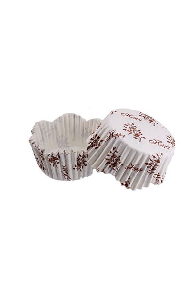 TT Tahtakale Toptancıları Ivy Patterned Pet Capsule Wavy Cupcake Cake Mold - 65X38 MM (100 Pieces)