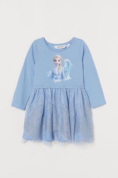 Pink Hippo Kids Rochie din tul cu sclipici pentru fetiță Frozen Elsa