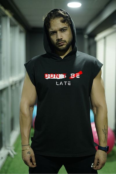 Oxlade Black Hooded Fitness T-Shirt - 100% Cotton Oxlade® Athlete Fabric