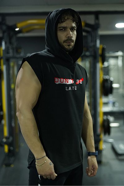Oxlade Black Hooded Fitness T-Shirt - 100% Cotton Oxlade® Athlete Fabric