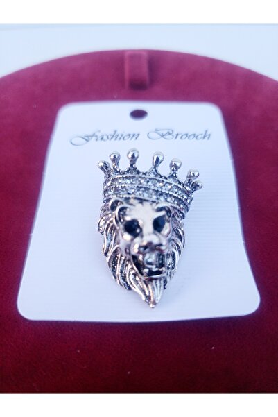 ARBABAG&ACCESSORY KRAL TAÇLI ASLAN FİGÜR GÜNLÜK KULLANIMA UYGUN YAKA İĞNESİ ( BROŞ )