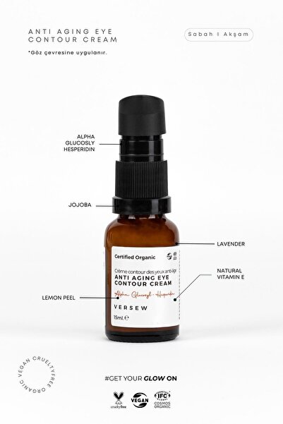 VERSEW Organik Anti Aging Yaşlanma Karşıtı Göz Çevresi Bakım Kremi 15 ml