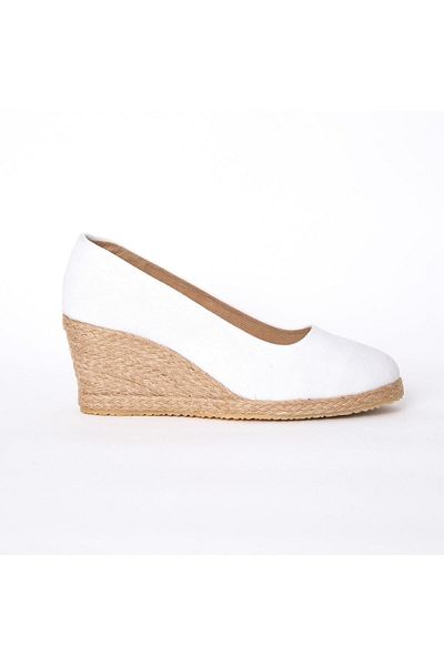 Star Tombis Espadrile din in alb - Tocuri cu pană Handmade Real Handmade