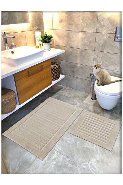 Cotton Crafty طقم سجادة حمام منسوجة من القطن، طقم سجادة حمام مكون من قطعتين م...