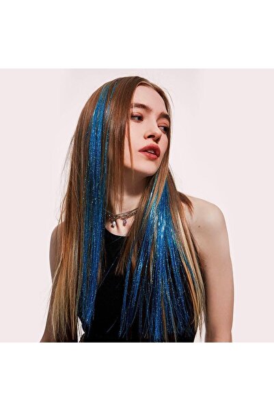AKOLİFE Açık Mavi Saç Simi / Simli Saç Kaynak / Hair Tinsel / Parlak Örmeli S...