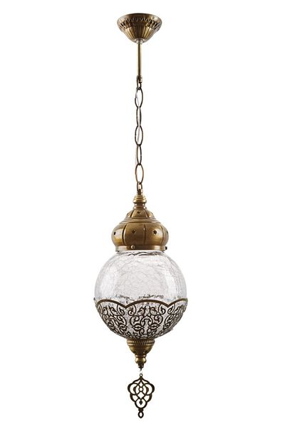 Fer Avize White Glass Single Chandelier - Dilan Ottoman Authentic Tumbled Color Living Room Kitchen Bedroom
