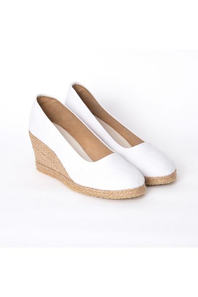 Star Tombis Espadrile din in alb - Tocuri cu pană Handmade Real Handmade