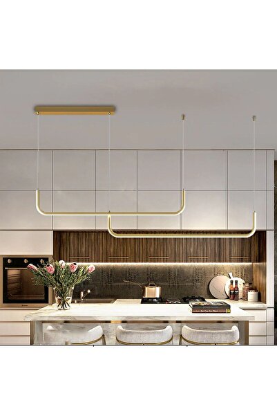 CATLUZ Gold Çift Yay 80cm Led Lamba, Yay Sarkıt Avize, Modern Aydınlatma 3 Işık Renkli