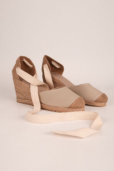 Star Tombis Beige Linen Espadrille - Real Handmade, String Wedge Heel Handmade