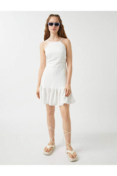 Koton Mini volánkové šaty s ohlávkou