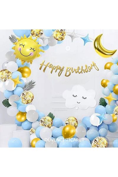 DÜVENCİ TİCARET AY Sun and Cloud Balloon Chain Set