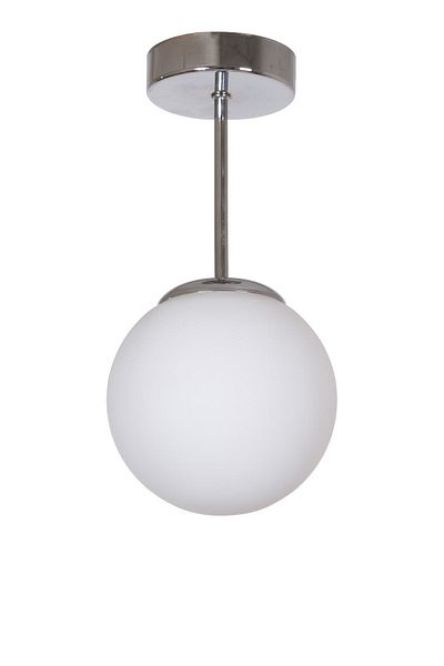 Fer Avize Mini Modern Sports Chrome Color White Glass Ceiling Plate Hall - Kitchen - Living Room Single Chandelier