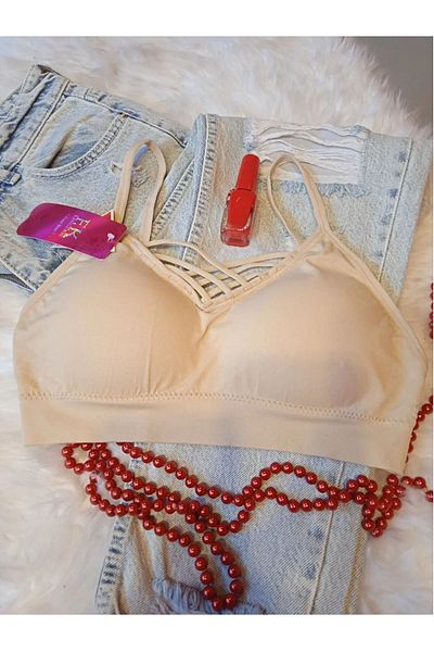 F.K Σουτιέν από βαμβακερό Bralet ελεύθερου μεγέθους - Λεπτομέρεια σταυρωτού σχοινιού, ένα μέγεθος (μέγεθος 36-42)