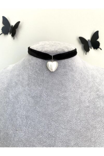 Pinky Lady İncili kadife choker kolye